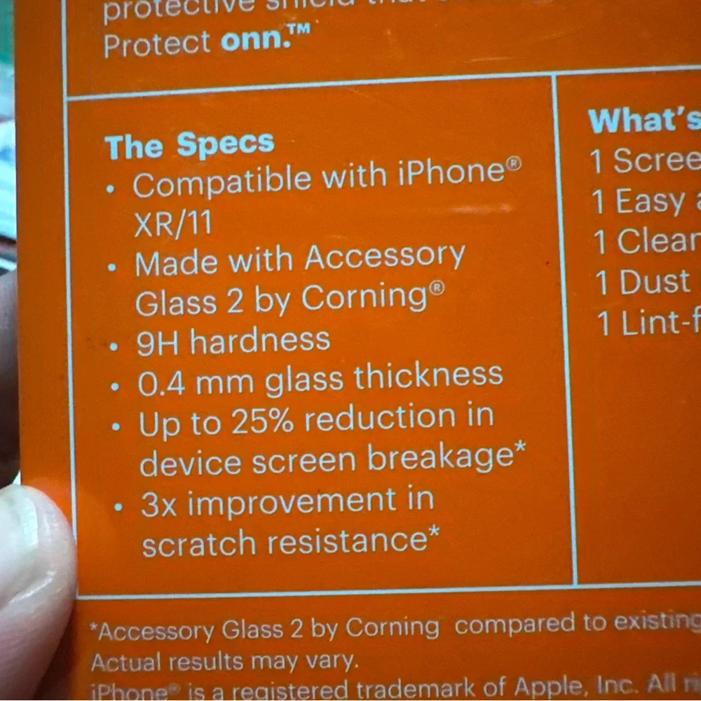 Onn Glass Screen Protector for iPhone XR/11 - Clear